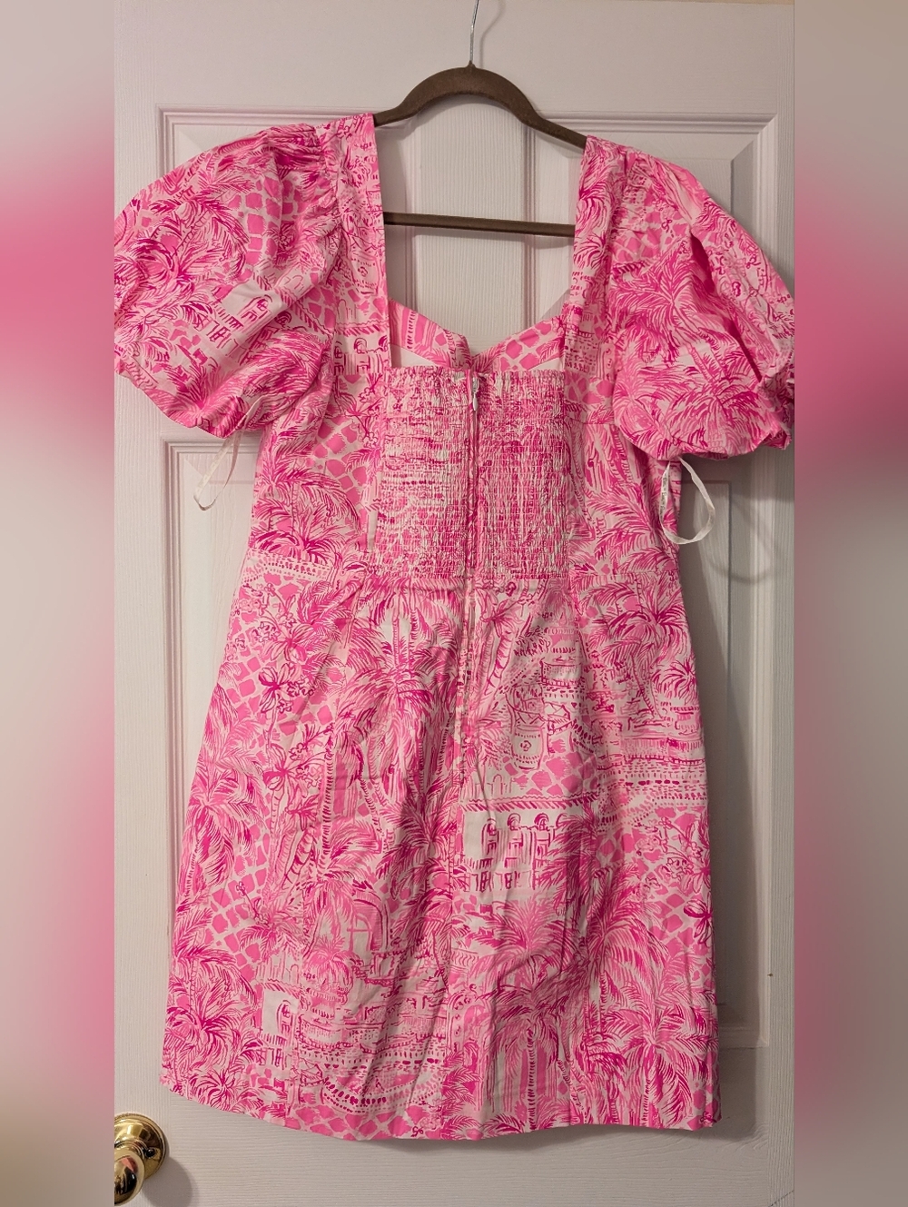 Lilly Pulitzer Merian Dress Pink Blossom Palm Beach Paradise Size 16 - Picture 3 of 14